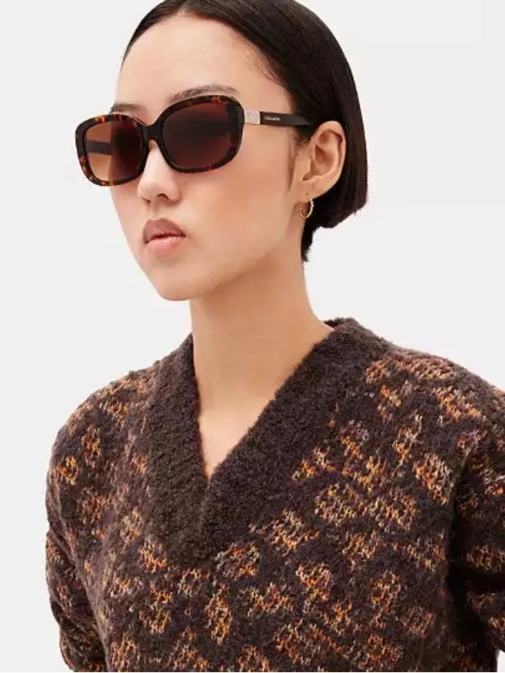 Coach Tortoiseshell Gradient Lens Sunglasses - Brown - Picture 2 of 5